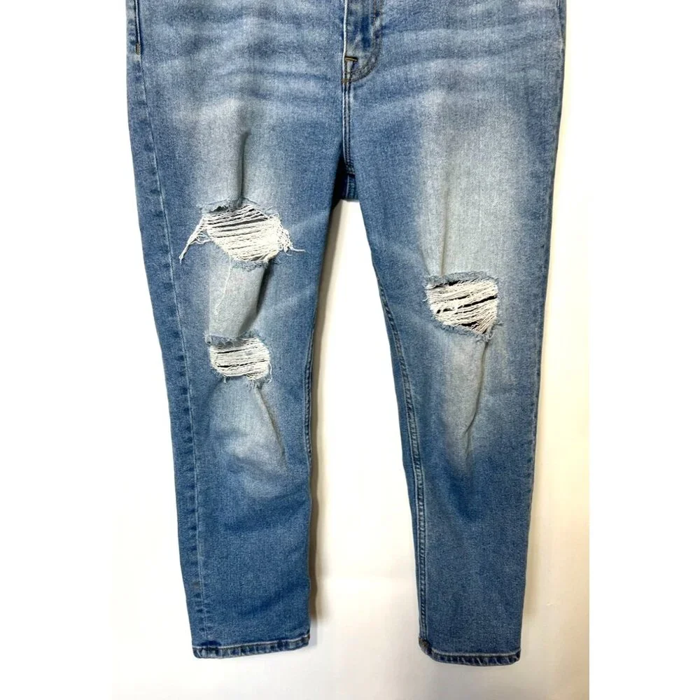 Vigoss Frankie Slim Straight Denim Jeans Size 28 Distressed Ripped Blue